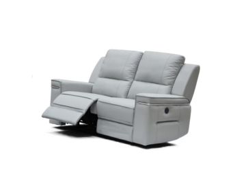Hearst Modern Grey Leatherette Loveseat w/ Recliners