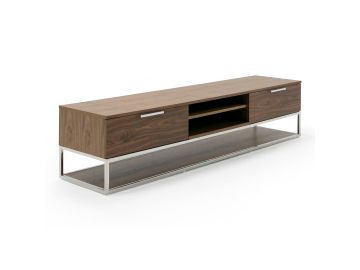 Heloise - Modern Walnut and Stainless Steel TV Stand