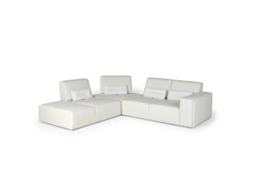 Hollywood - Italian White Leather LAF Chaise Sectional Sofa