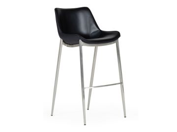 Hooper - Modern Black Eco-Leather Bar Stool (Set of 2)