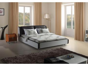 Modern Black and White Leatherette Bed 