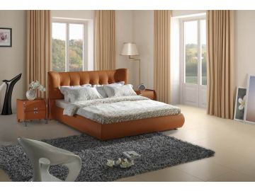 5810 Contemporary Orange Tufted Leatherette Bed
