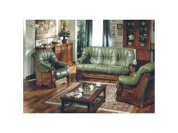 Pavese Italian Leather Sofa Set in Green Color