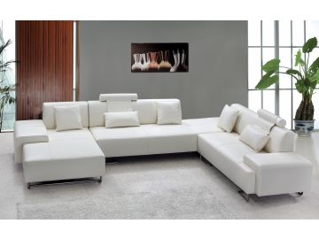 0695 Modern White Leather Sectional Sofa