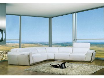 8010A Modern White Bonded Leather Sectional Sofa
