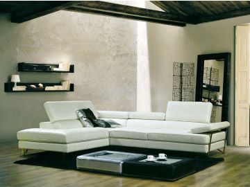 8008A Modern White Bonded Leather Sectional Sofa