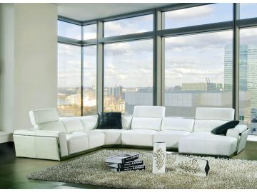 8010B Modern White Bonded Leather Sectional Sofa