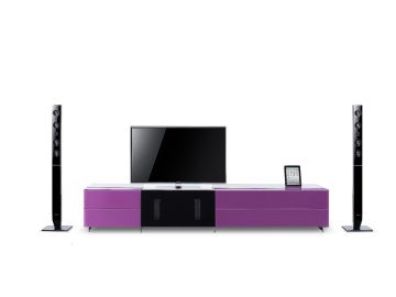 Smartbase Modern Glass Entertainment Center iPhone Or iPad Dock Ready