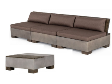 Delaware - Modern Concrete Sofa Set with Square Coffee Table
