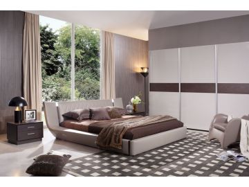 Denmark - Modern Bed With Speakers Iphone Audio Dock and Lights