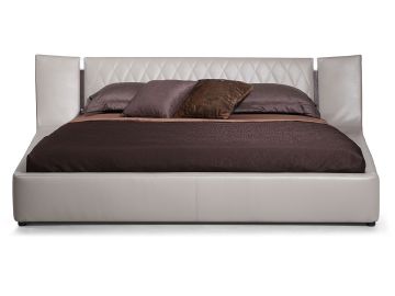 Denmark - Modern Grey & Brown Eastern King Oak Bed w/ Lights