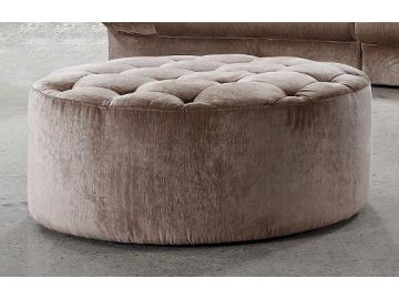 Cosmopolitan Transitional Tufted Fabric Ottoman with Crystals