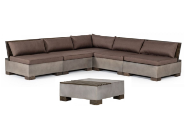 Delaware - Modern Concrete Modular Small Sectional Sofa Set with Square Coffee Table
