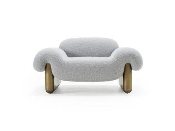 Imagine - Contemporary Grey Fabric + Antique Brass Accent Chair