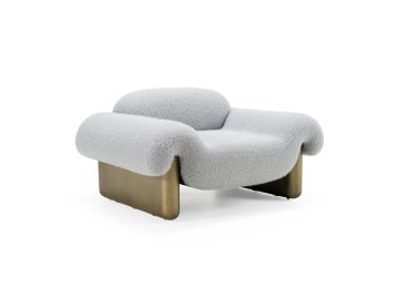 Imagine - Contemporary Grey Fabric + Antique Brass Accent Chair
