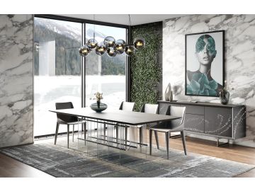 Inverness - Contemporary Black Oak + Acrylic Dining Table