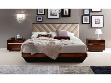 Roma Italian Modern Walnut Bed