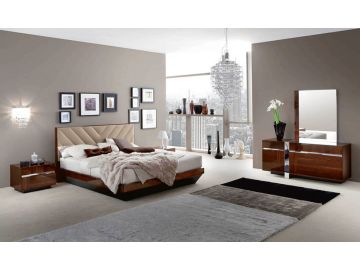ALF Roma Italian Modern Walnut Eastern King Bedroom Set