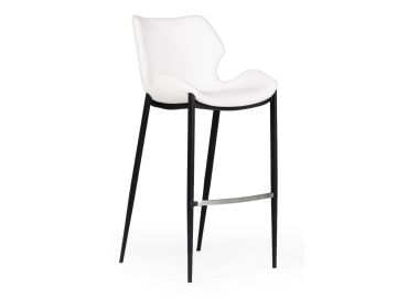 Ithaca - Modern White Leatherette Bar Stool (Set of 2)