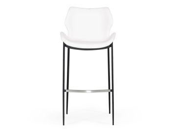 Ithaca - Modern White Leatherette Bar Stool (Set of 2)