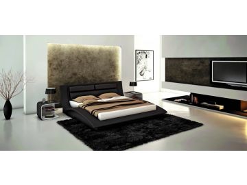 J212 Contemporary Black Eco-Leather Bed