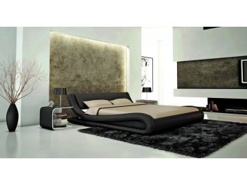 J214B Contemporary Black Eco-Leather Bed