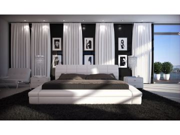 J233 Modern White Bonded Leather Bed