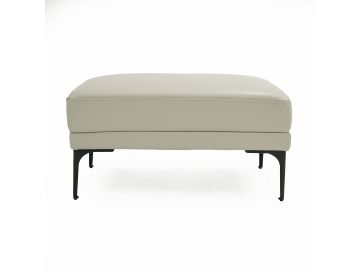 Jacoba - Modern Light Grey Leather Rectangular Ottoman