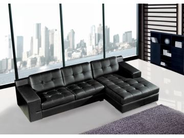 Jade Modern Black Leather Sectional Sofa