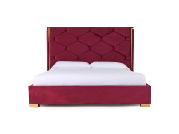 Janet - Modern Red Velvet + Gold Bed