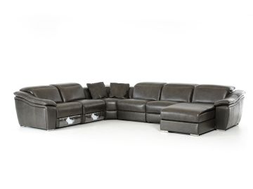 Jasper Modern Dark Grey Leather Sectional Sofa