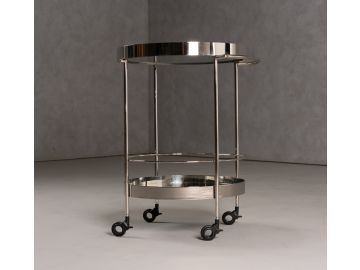 Jeeves - Modern Stainless Steel + Mirror Rolling Cart