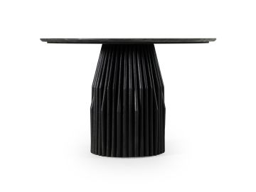 Jenna - Modern Black Marble + Black Mango Round Dining Table