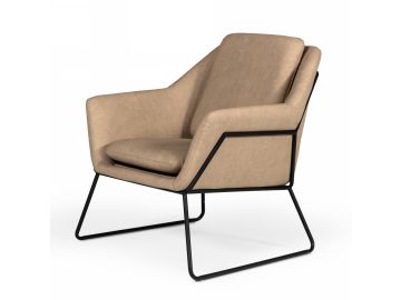 Jennifer - Industrial Taupe Eco-Leather Accent Chair