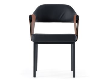 Jensen - Modern Black + Camel Vegan Leather Dining Chair