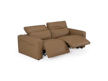 Jessop - Modern Brown Leather Sofa 2 Recliners