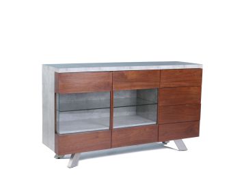 Monty Contemporary Concrete & Walnut Buffet