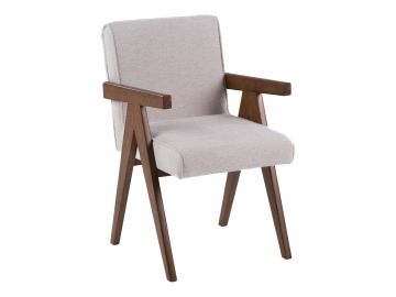 Joseline - Modern Beige Fabric + Walnut Dining Chair (Set of 2)