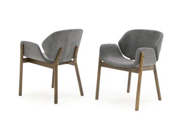 Jozy - Modern Grey & Walnut Dining Chair (Set of 2)