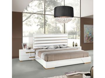 Eastern King Juliet Italian Modern White & Rosegold Bed