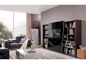 K532 Modern Brown Oak & Grey Entertainment Center
