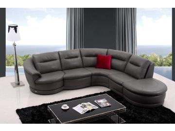 Bedrock Modern Dark Grey Eco-Leather Sectional Sofa