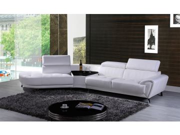 Raizel Modern White Leather Sectional Sofa w/ Left Facing Chaise