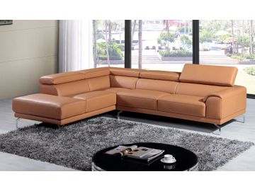 Wisteria Modern Camel Leather Sectional Sofa
