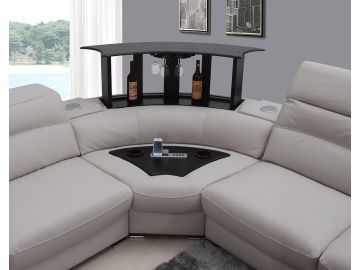 Divani Casa Miracle Modern Light Grey Italian Leather Sectional Sofa