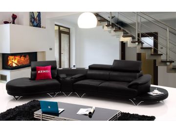 K8470 Modern Black Leather Sectional Sofa