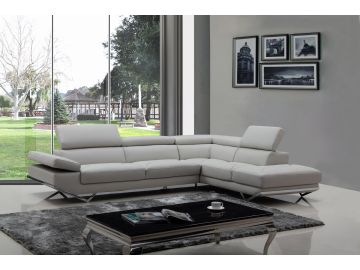 Quebec - Modern Light Grey Eco-Leather Right Facing Sectional Sofa