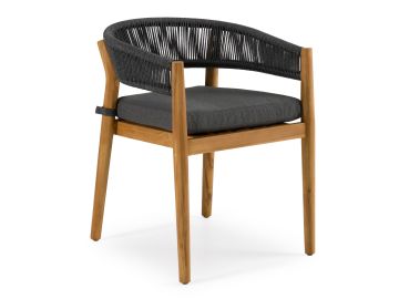 Kamari - Outdoor Grey Olefin Fabric + Teak Dining Chair (Set of 2)