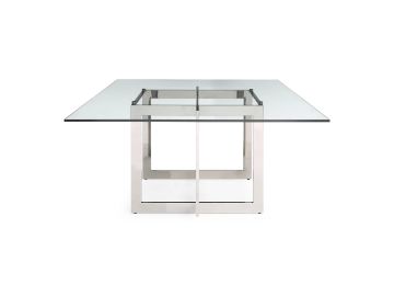 Keaton - Square Modern Glass + Stainless Steel Dining Table