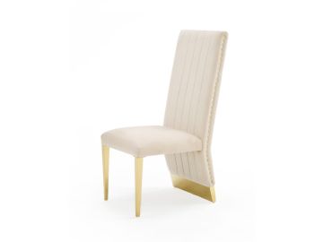 Keisha - Modern Beige Velvet and Gold Dining Chair Set of 2